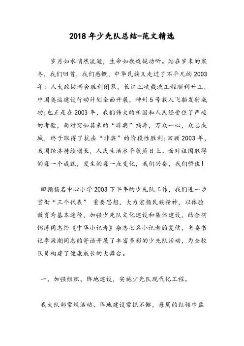 2018年少先队总结-范文精选