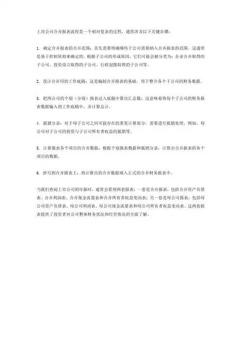 上市公司合并报表流程