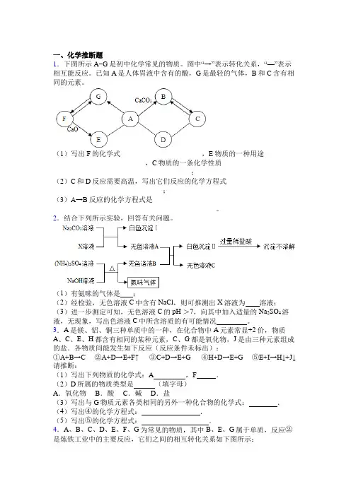 天津市南开中学中考化学推断题试卷含详细答案