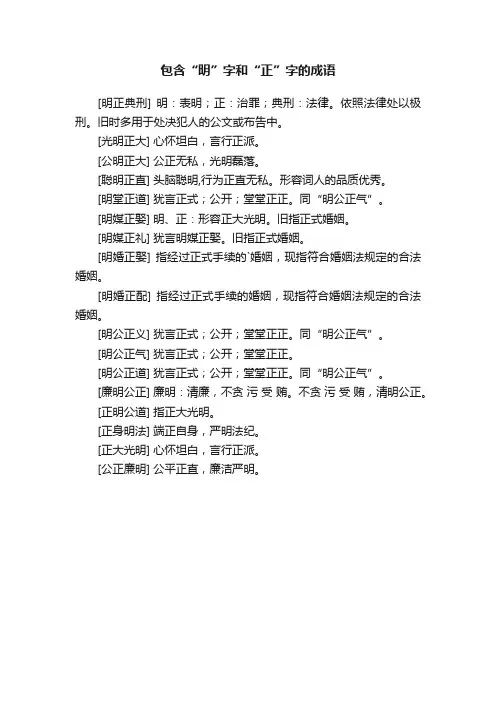 包含“明”字和“正”字的成语