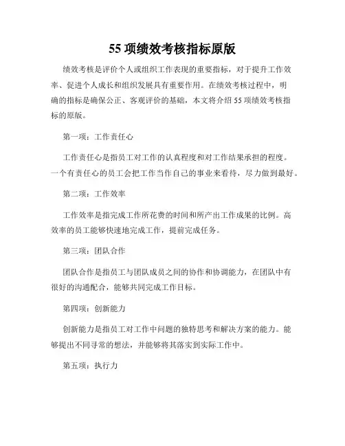 55项绩效考核指标原版
