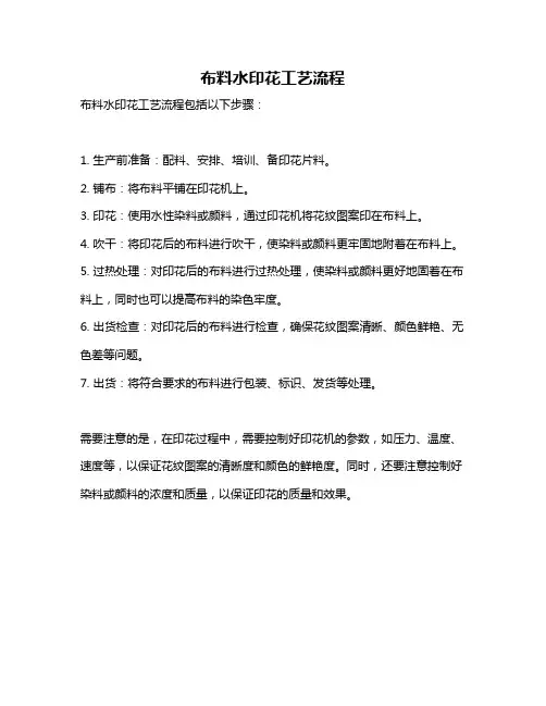 布料水印花工艺流程