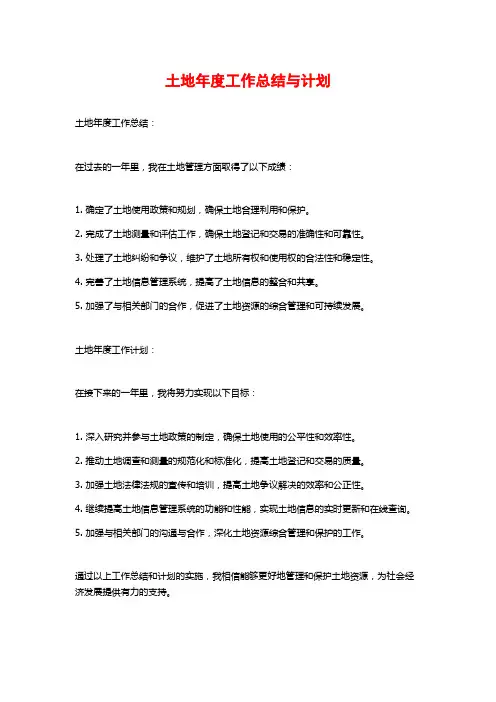 土地年度工作总结与计划