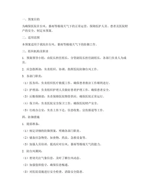 医院防御台风应急预案
