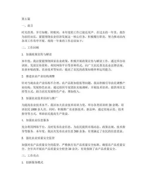农经站长年度总结(3篇)
