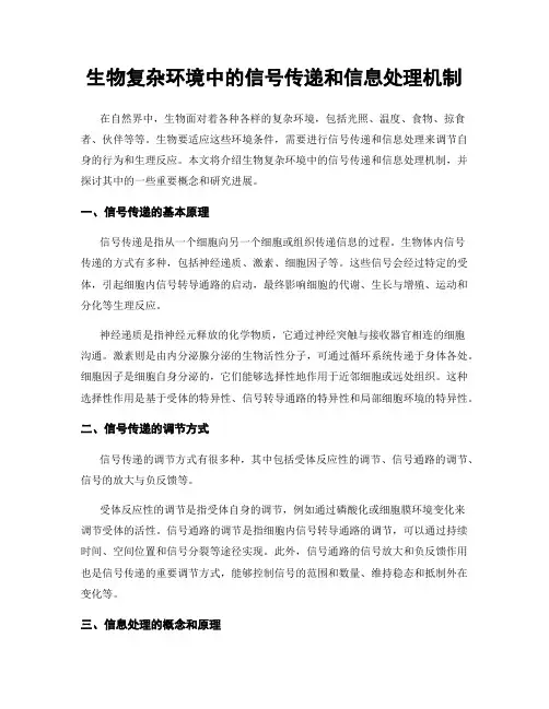 生物复杂环境中的信号传递和信息处理机制