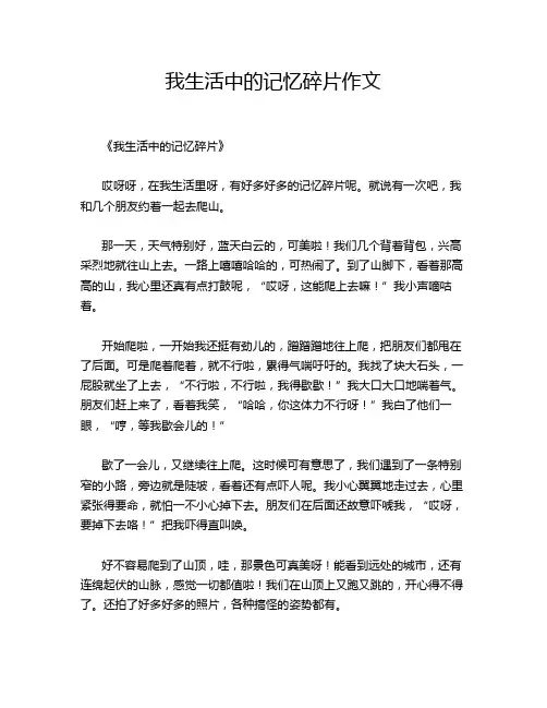 我生活中的记忆碎片作文