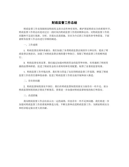 财政监督工作总结