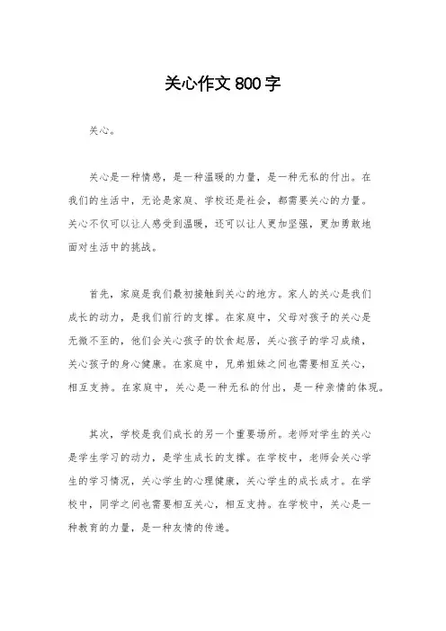 关心作文800字