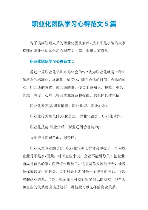 职业化团队学习心得范文5篇