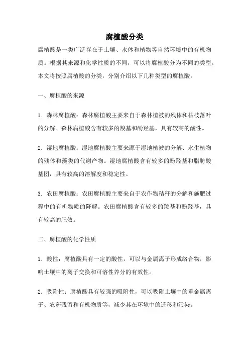 腐植酸分类