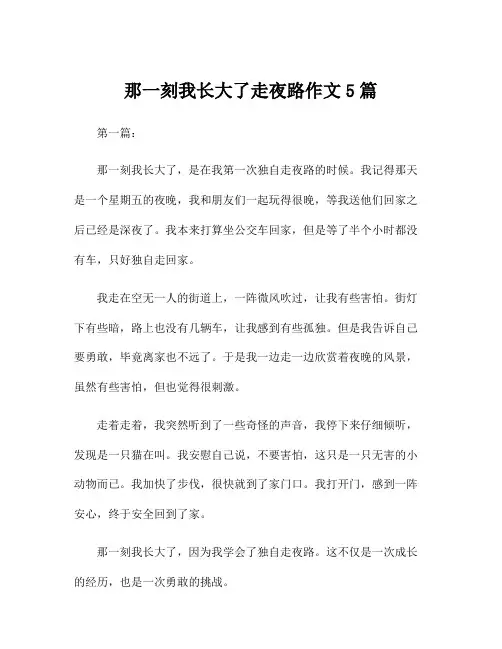 那一刻我长大了走夜路作文5篇