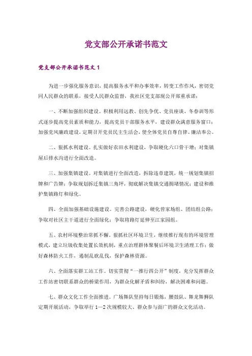 党支部公开承诺书范文