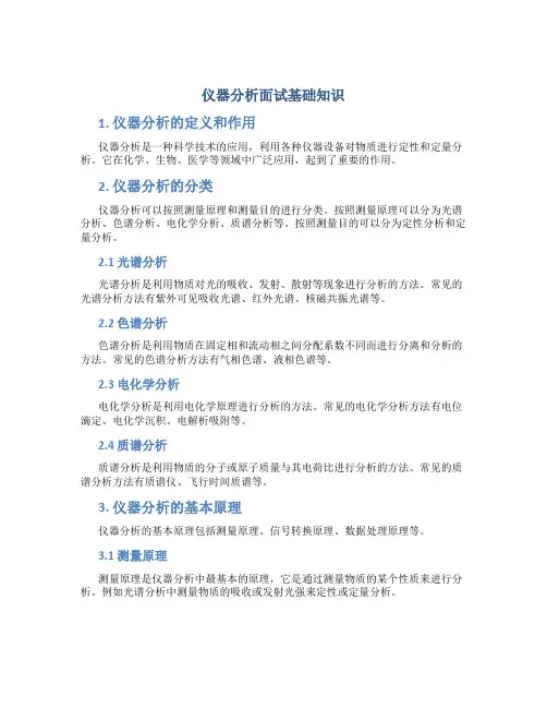 仪表操作面试工业知识