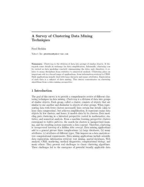 Survey of clustering data mining techniques