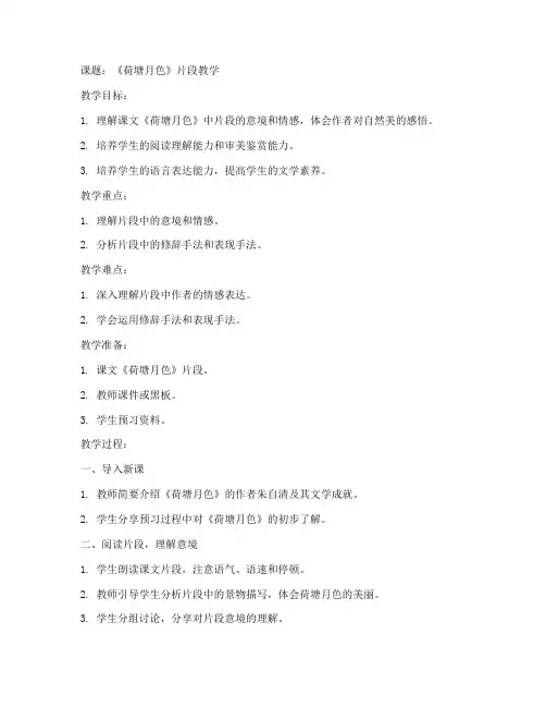 高中语文片段教学教案模板