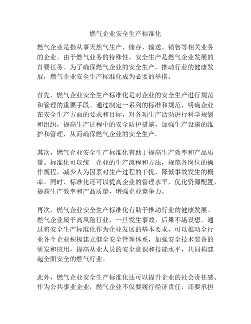 燃气企业安全生产标准化