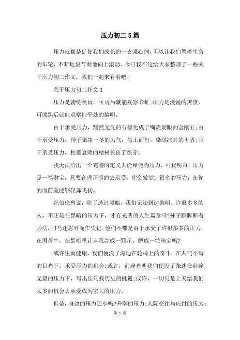 压力初二5篇