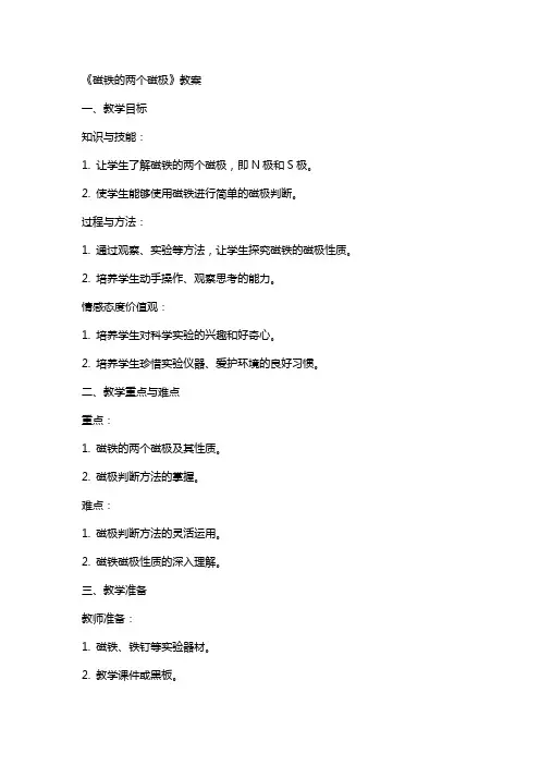 《磁铁的两个磁极》教案
