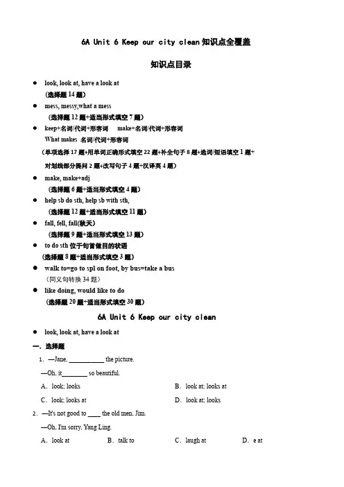 Unit6Keepourcityclean知识点(讲义)译林版英语六年级上册