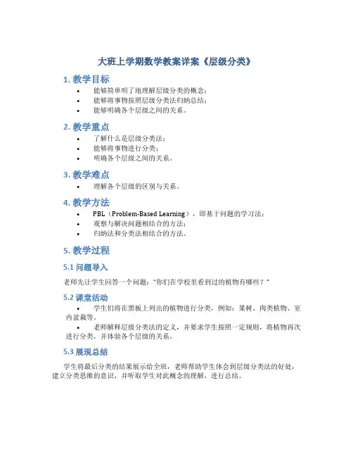 大班上学期数学教案详案《层级分类》