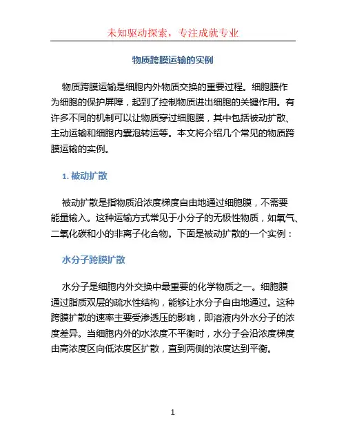 物质跨膜运输的实例