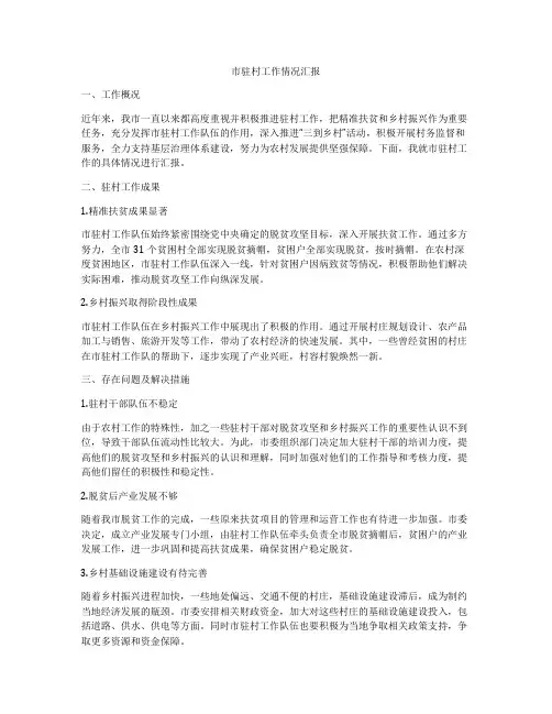 市驻村工作情况汇报