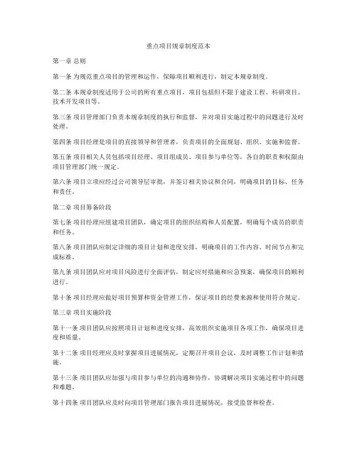 重点项目规章制度范本