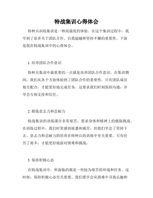 特战集训心得体会