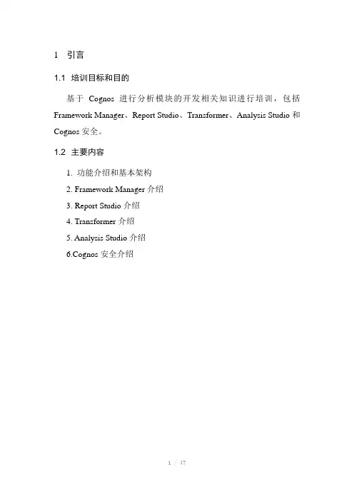 Cognos基础知识及操作入门Word版