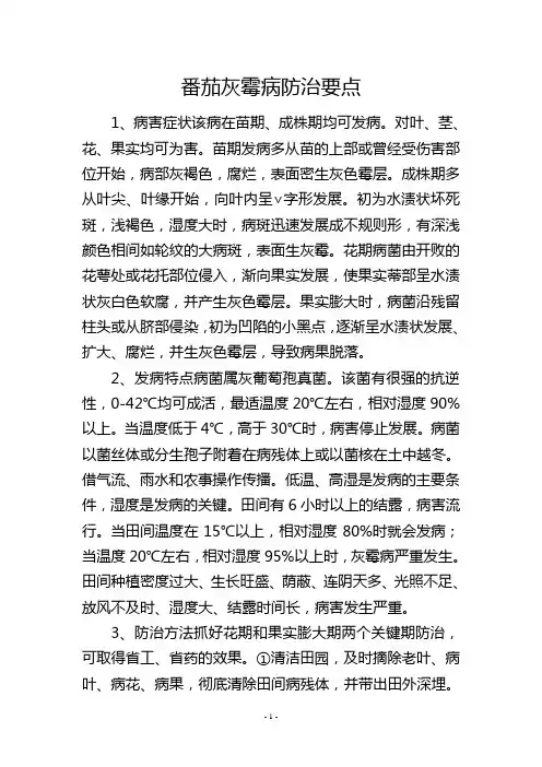 番茄灰霉病防治要点