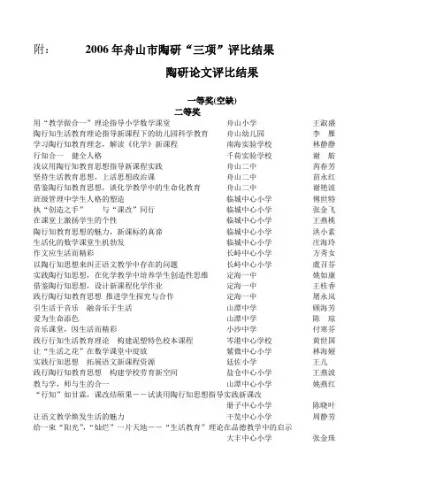 陶研论文评比结果
