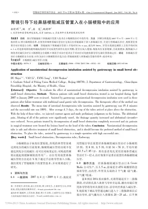 胃镜引导下经鼻肠梗阻减压管置入在小肠梗阻中的应用_杜时雨