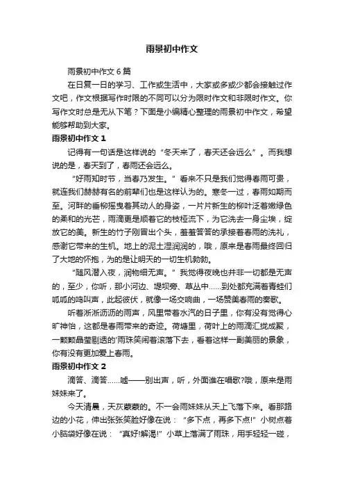 雨景初中作文