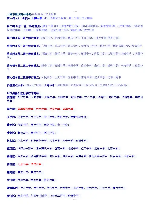 上海市重点中学排名
