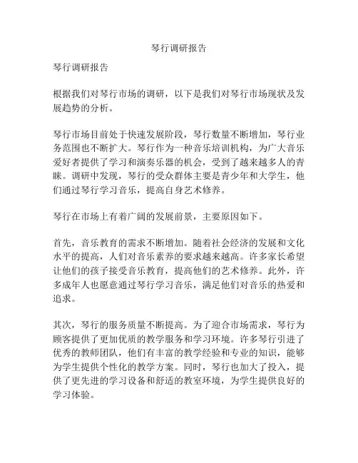 琴行调研报告