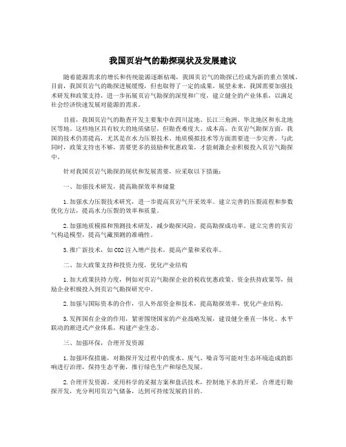 我国页岩气的勘探现状及发展建议