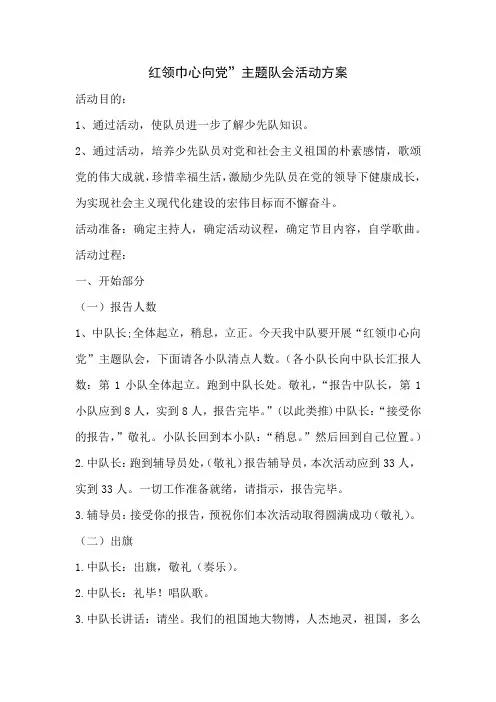 红领巾心向党活动方案