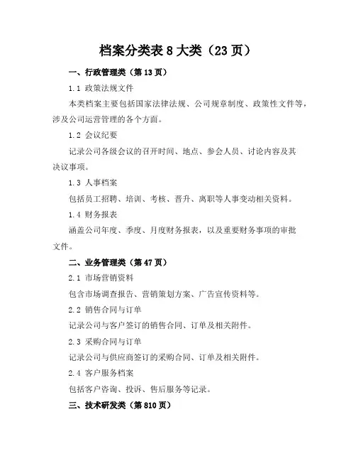 档案分类表8大类(23页)