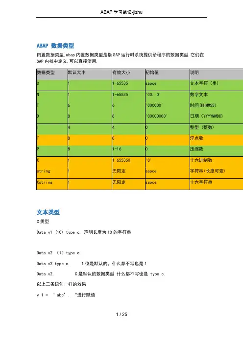 ABAP学习笔记-jlzhu