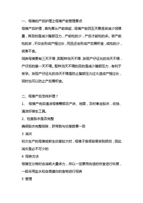 母猪产后护理