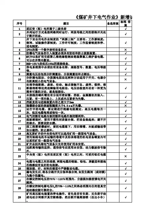 《煤矿井下电气作业》新增试题