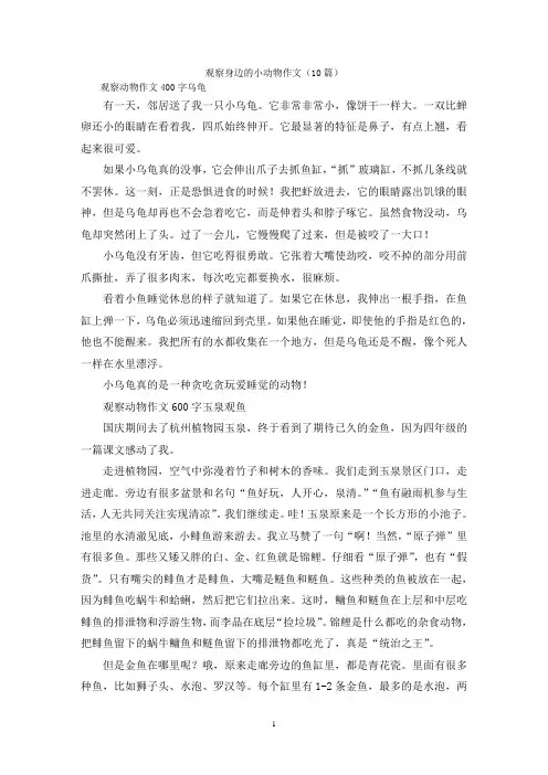 观察身边的小动物作文(10篇)