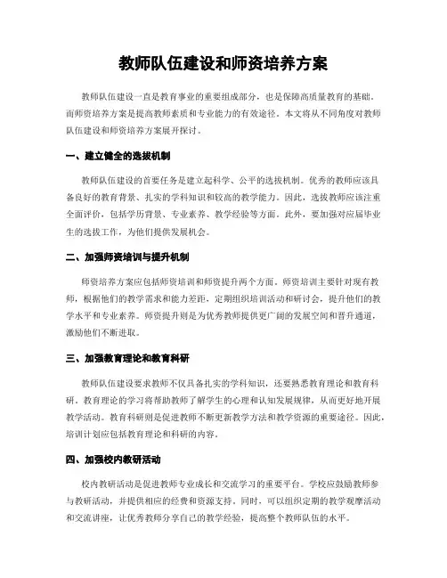 教师队伍建设和师资培养方案