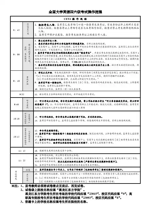全国大学英语四六级考试操作流程