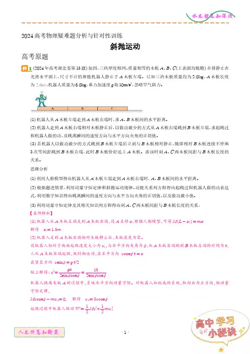 斜抛运动(解析版)--2024高考物理疑难题