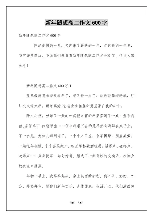 新年随想高二作文600字