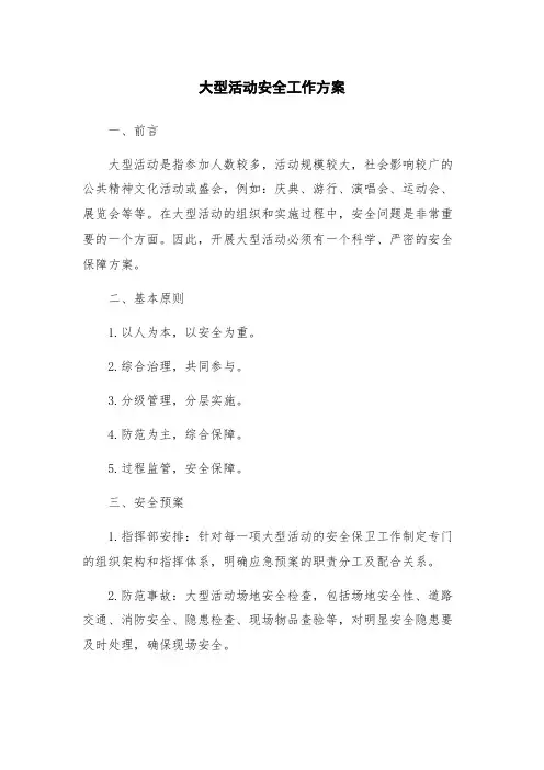 大型活动安全工作方案