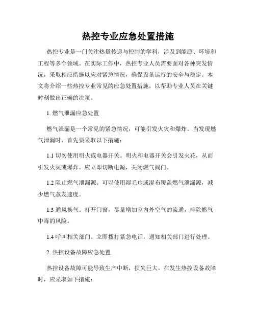 热控专业应急处置措施