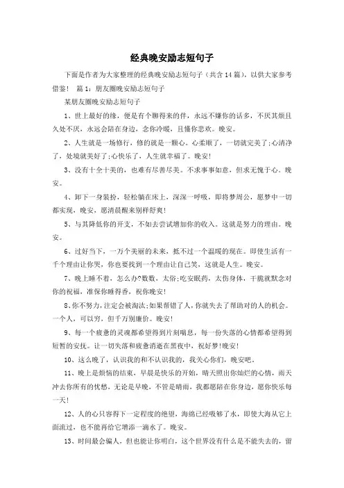 经典晚安励志短句子